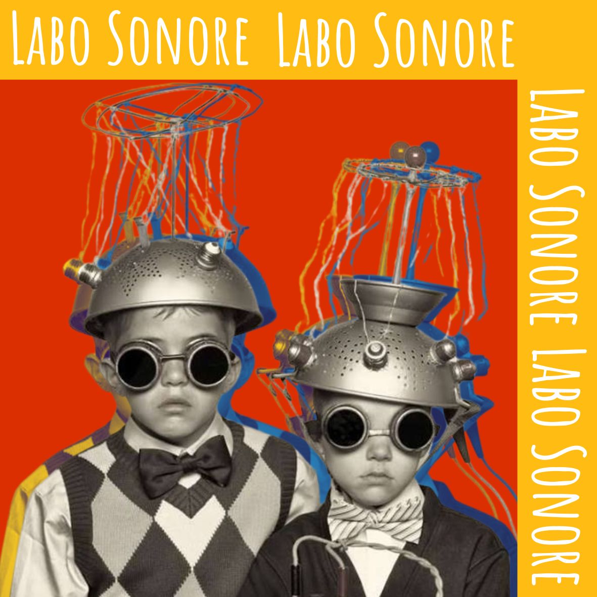 Enfants avec des casques pour le labo sonore
